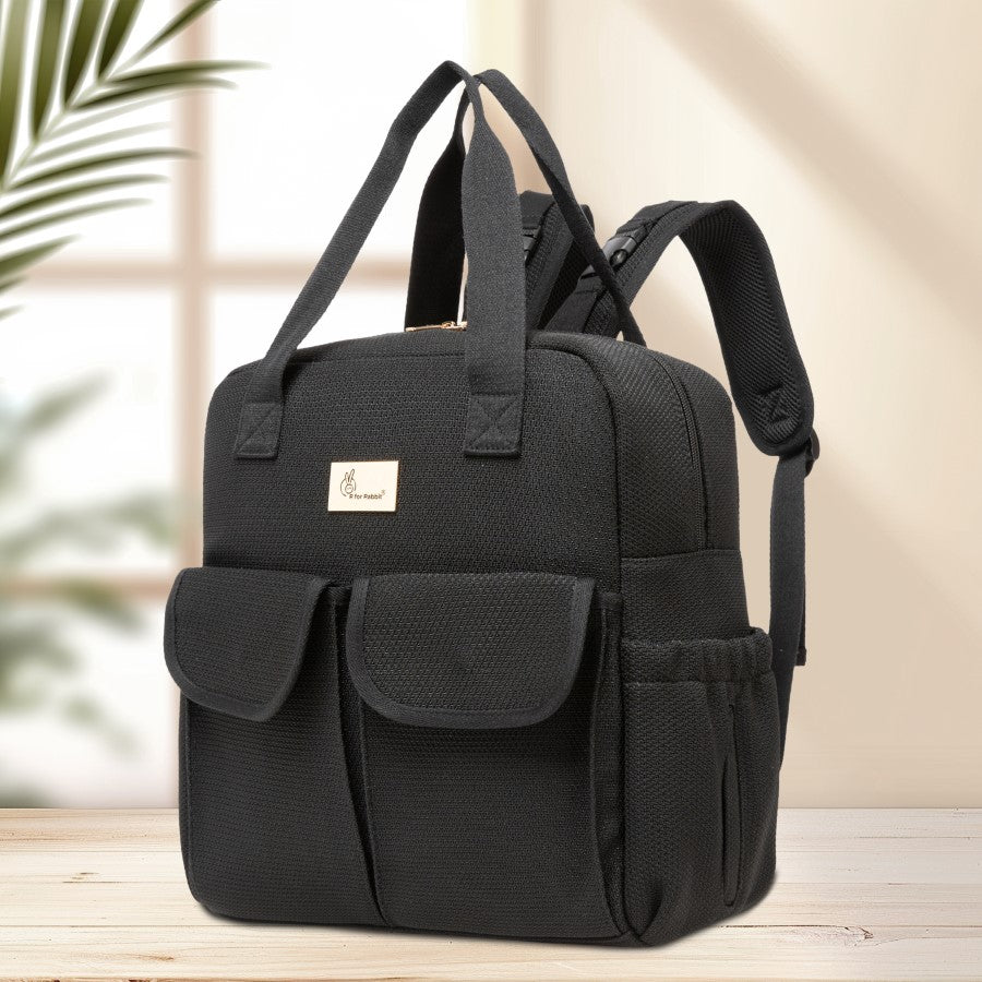 Caramello Breezy Premium Material Diaper Bag For New Moms - Black
