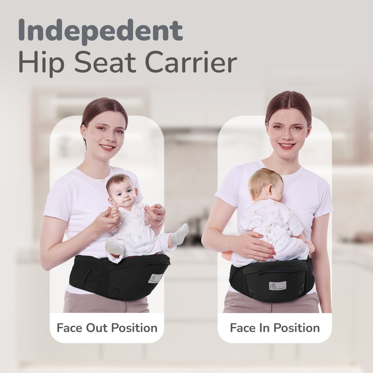 Upsy Daisy Cozy Ergonomic 5-in-1 Hip Sit Baby Carrier for All-Day Comfort - Black