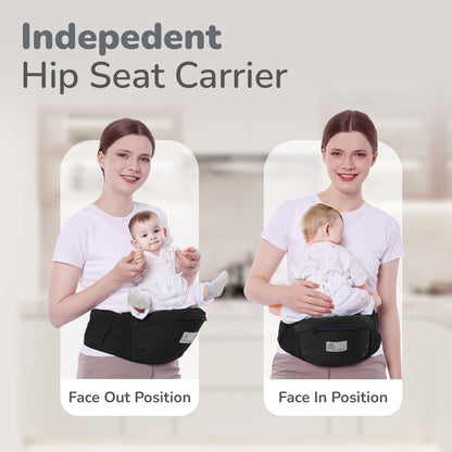 Upsy Daisy Cozy Ergonomic 5-in-1 Hip Sit Baby Carrier for All-Day Comfort - Black