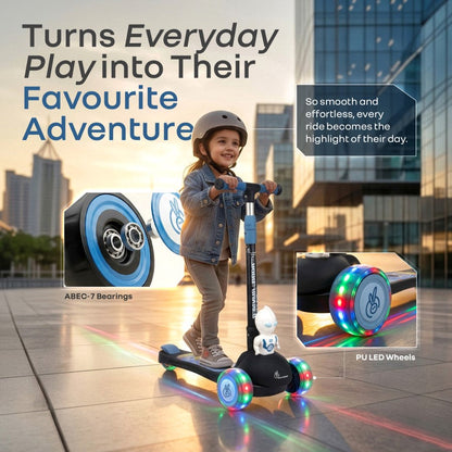 Road Runner Astro Scooter For Kids With PU LED Wheels - Black