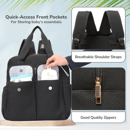 Caramello Breezy Premium Material Diaper Bag For New Moms - Black