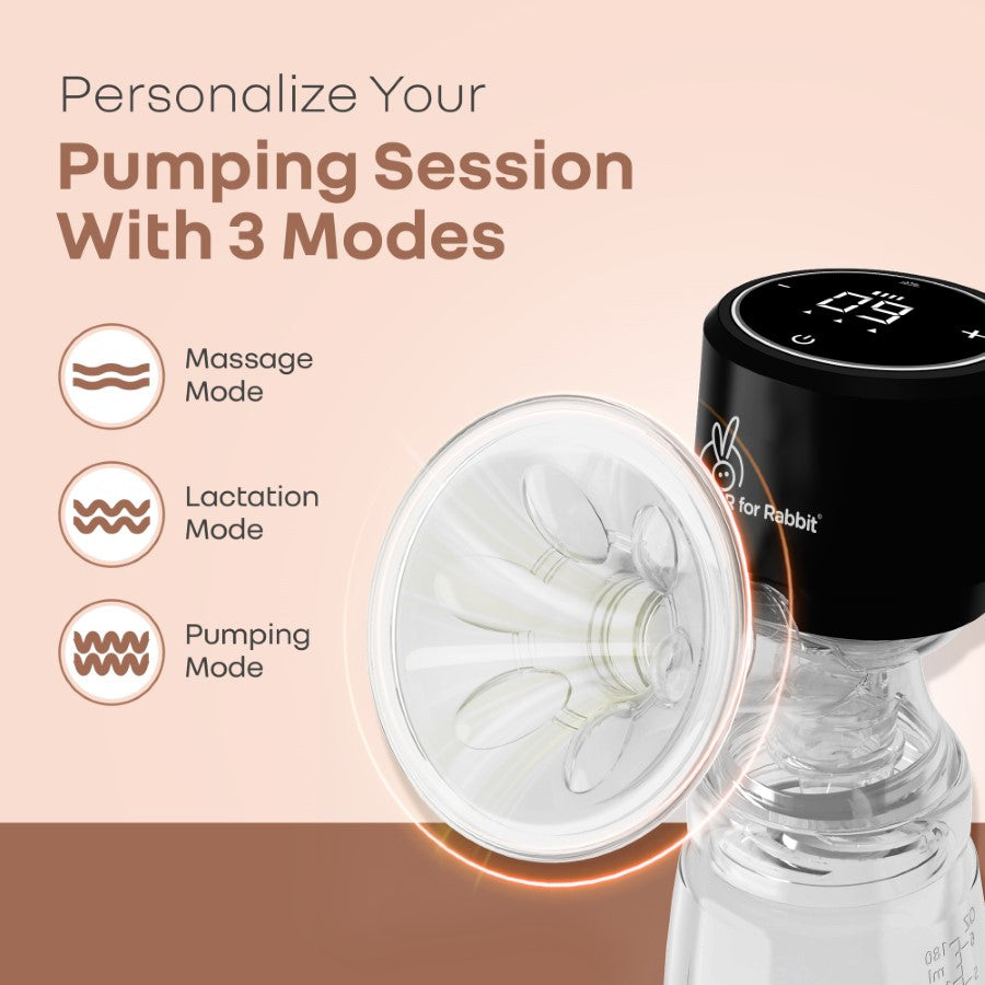 First Feed Nexa Breast Pump for Moms - BPA-Free & Travel Friendly with 3 Modes & 9 Levels - Black