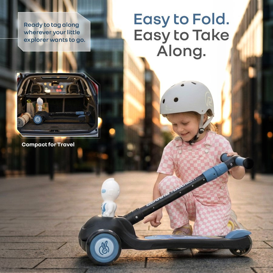 Road Runner Astro Scooter For Kids With PU LED Wheels - Black