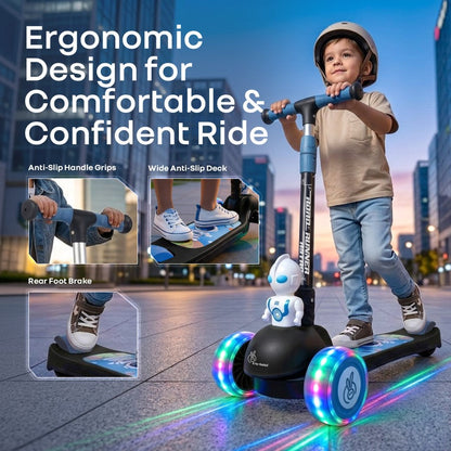 Road Runner Astro Scooter For Kids With PU LED Wheels - Black