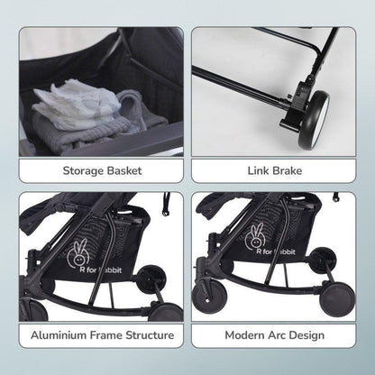 Rock N Roll 2 In 1 Baby Stroller Cum Rocker, Light Weight, Compact Travel Friendly, One Hand Fold - Black