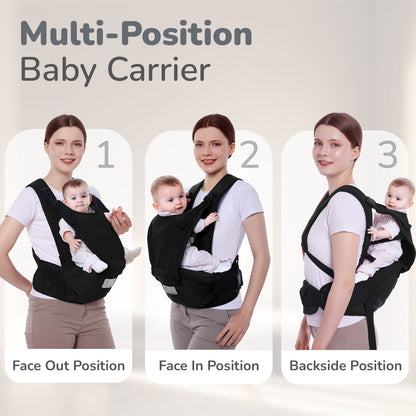 Upsy Daisy Cozy Ergonomic 5-in-1 Hip Sit Baby Carrier for All-Day Comfort - Black
