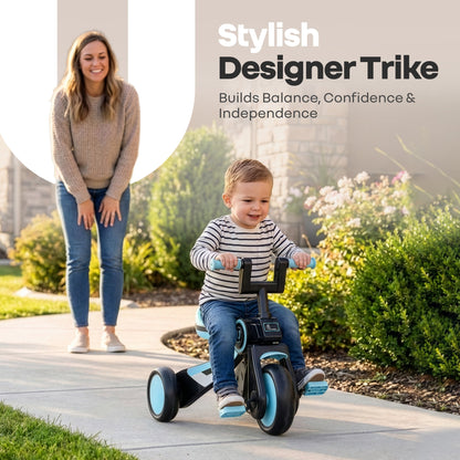 Tiny Toes Y Ace Kids Tricycle for 2–5 Years – BIS Certified Baby Tricycle with Sturdy Frame, Anti-Slip Handlebars, Wide Comfortable Seat & Smooth Wheels for Safe & Fun Riding (Upto 25 kg) - Blue Black
