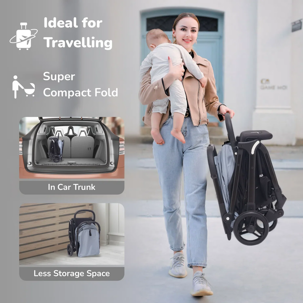 Street Smart Ace Auto Fold Kids Stroller - Blue Black