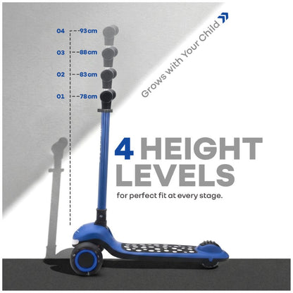 Road Runner Jazz Scooter for Kids With ABEC7 Bearings, LED PU Wheels & Foldable Frame - Blue Black