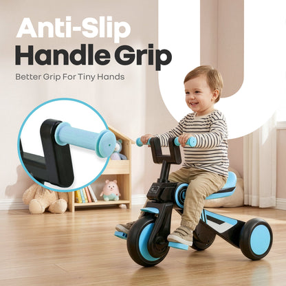 Tiny Toes Y Ace Kids Tricycle for 2–5 Years – BIS Certified Baby Tricycle with Sturdy Frame, Anti-Slip Handlebars, Wide Comfortable Seat & Smooth Wheels for Safe & Fun Riding (Upto 25 kg) - Blue Black