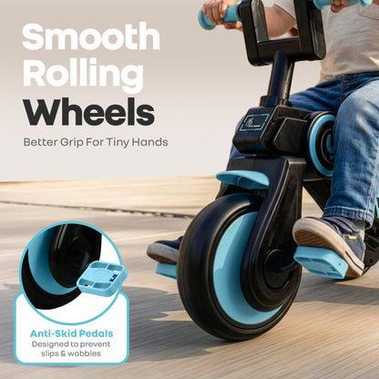 Tiny Toes Y Ace Kids Tricycle for 2–5 Years – BIS Certified Baby Tricycle with Sturdy Frame, Anti-Slip Handlebars, Wide Comfortable Seat & Smooth Wheels for Safe & Fun Riding (Upto 25 kg) - Blue Black
