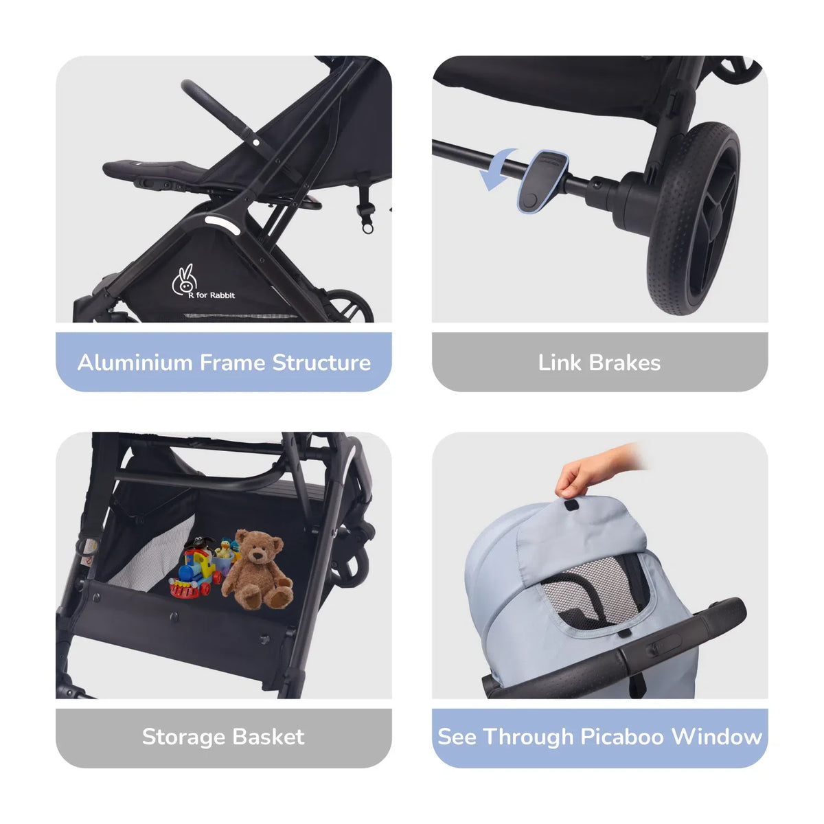 Street Smart Ace Auto Fold Kids Stroller - Blue Black