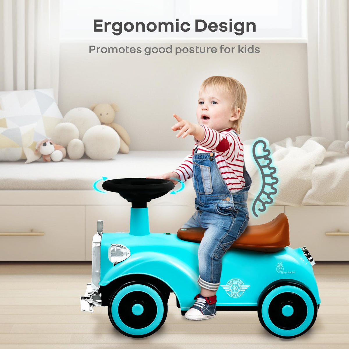 Speedster Royal Ride On Car for Kids - Blue Brown