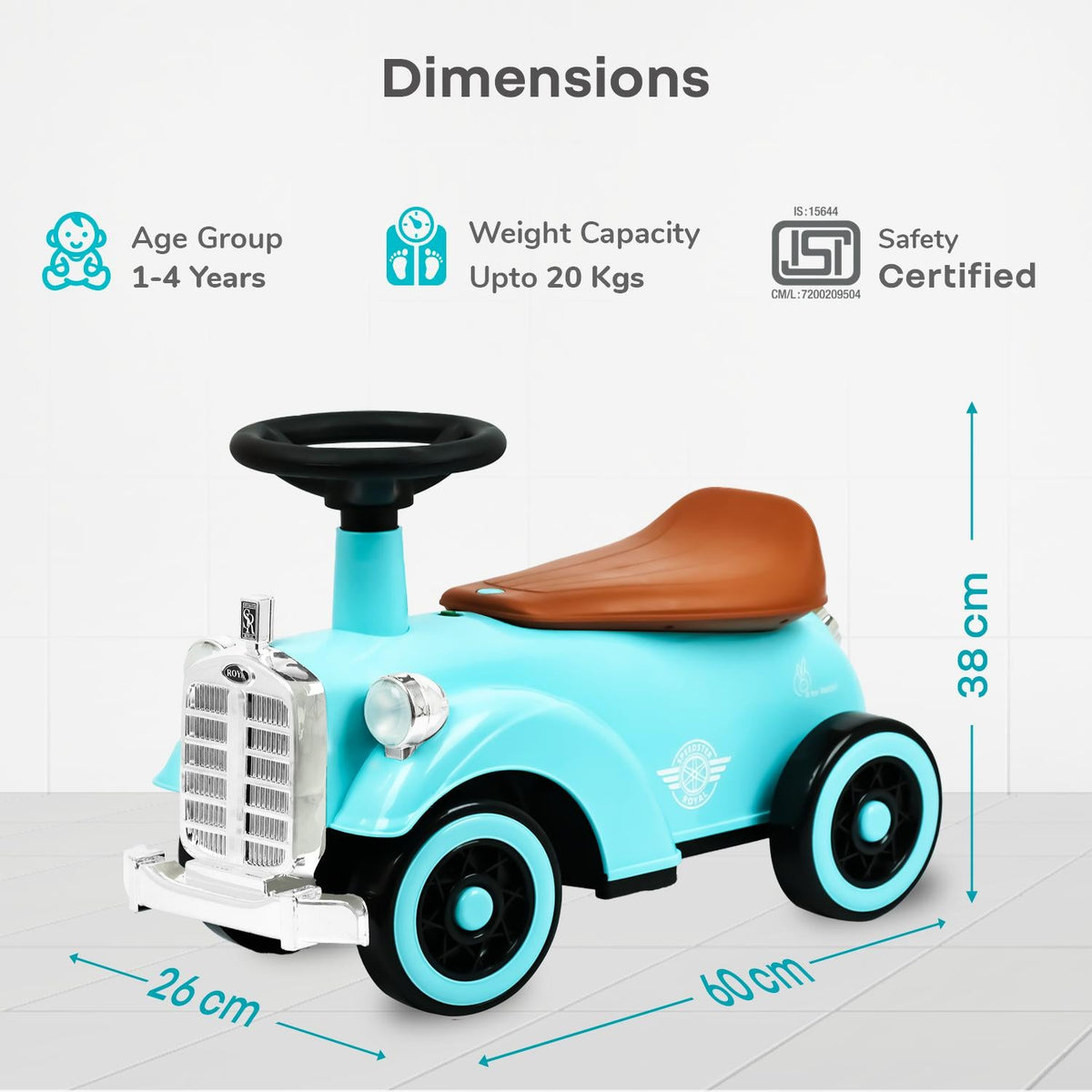 Speedster Royal Ride On Car for Kids - Blue Brown
