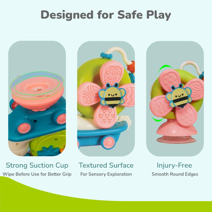 Orapple Spinster – 5-in-1 Multi-Activity Toy for Kids Rattle Toy for Babies - Blue Cream