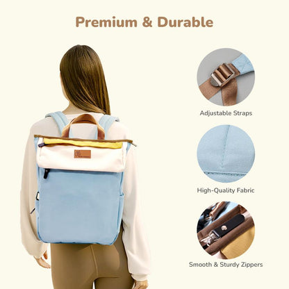 Caramello Daisy 2-in-1 Multipurpose Diaper Bag for Parents - Blue Cream