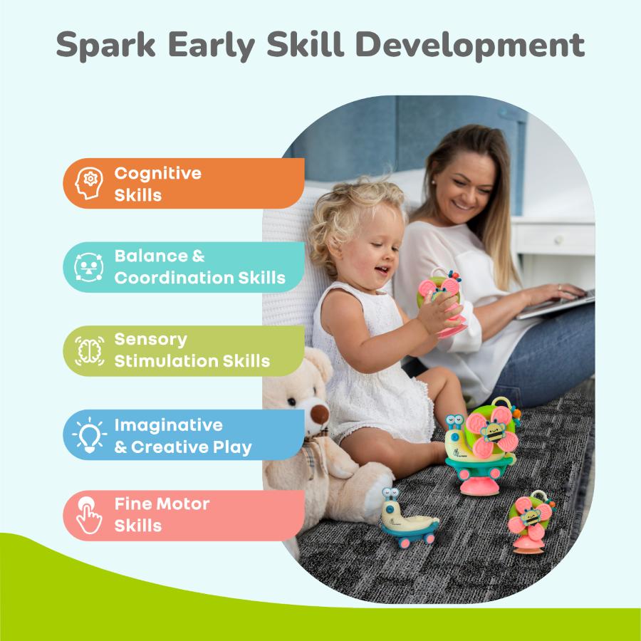 Orapple Spinster – 5-in-1 Multi-Activity Toy for Kids Rattle Toy for Babies - Blue Cream