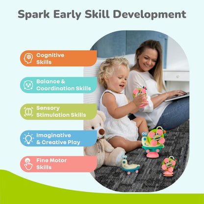 Orapple Spinster – 5-in-1 Multi-Activity Toy for Kids Rattle Toy for Babies - Blue Cream