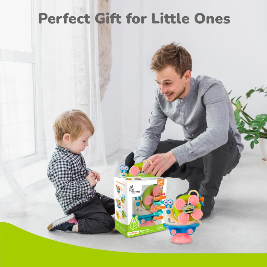 Orapple Spinster – 5-in-1 Multi-Activity Toy for Kids Rattle Toy for Babies - Blue Cream
