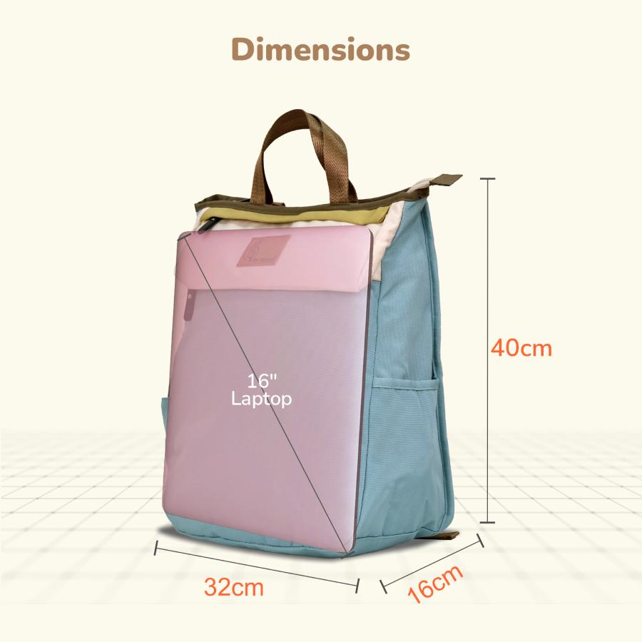 Caramello Daisy 2-in-1 Multipurpose Diaper Bag for Parents - Blue Cream