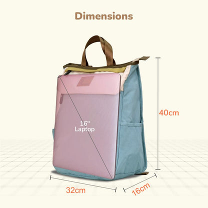 Caramello Daisy 2-in-1 Multipurpose Diaper Bag for Parents - Blue Cream
