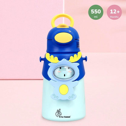Steebo Zoobie Stainless Steel Sipper Feeding Bottle for Kids 550ml - Blue Deer
