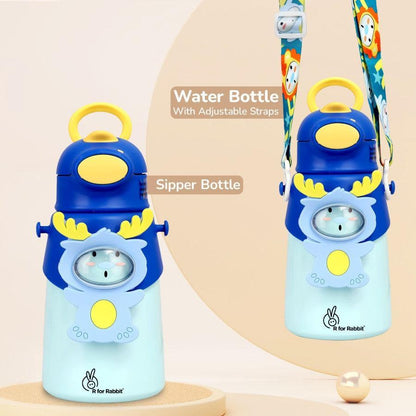 Steebo Zoobie Stainless Steel Sipper Feeding Bottle for Kids 550ml - Blue Deer
