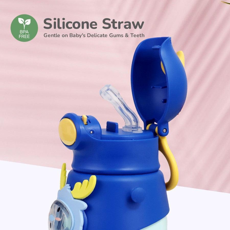 Steebo Zoobie Stainless Steel Sipper Feeding Bottle for Kids 550ml - Blue Deer