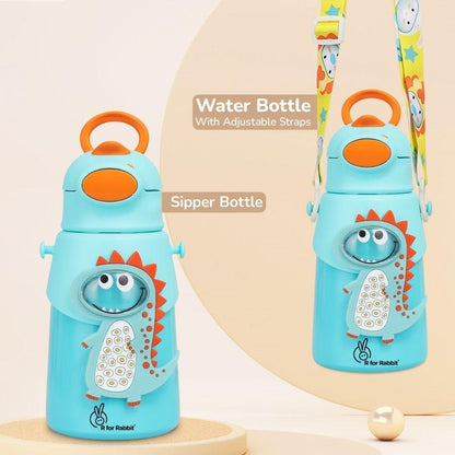 Steebo Zoobie Stainless Steel Sipper Feeding Bottle for Kids 550ml - Blue Dino