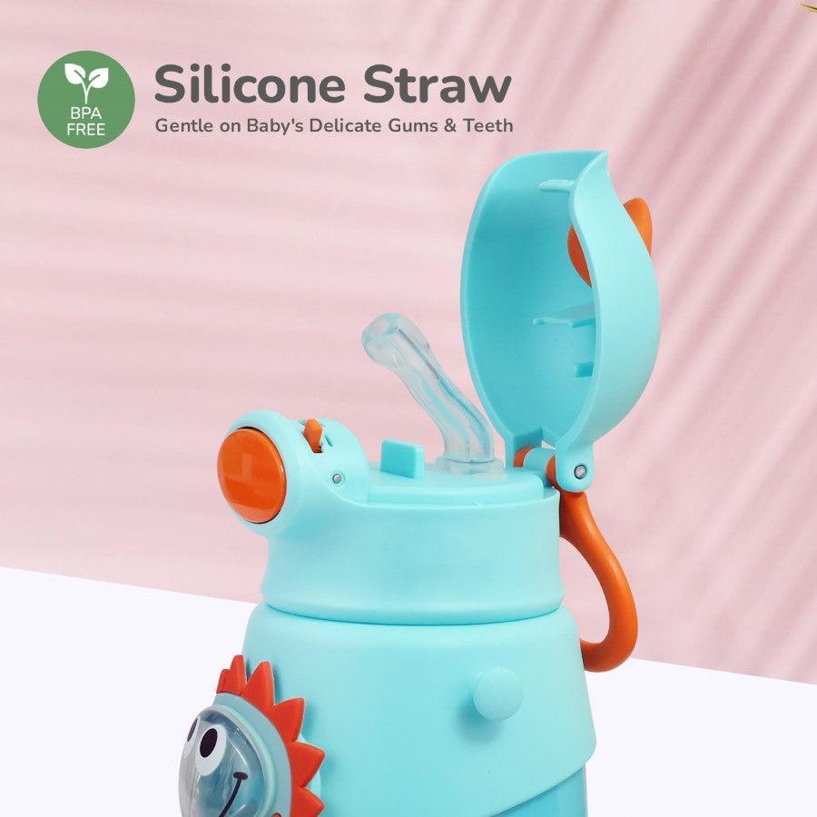 Steebo Zoobie Stainless Steel Sipper Feeding Bottle for Kids 550ml - Blue Dino