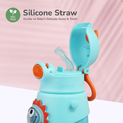 Steebo Zoobie Stainless Steel Sipper Feeding Bottle for Kids 550ml - Blue Dino