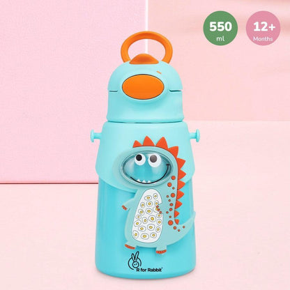 Steebo Zoobie Stainless Steel Sipper Feeding Bottle for Kids 550ml - Blue Dino