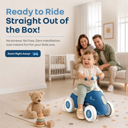 Speedster Zoomy Push Ride On Car for Kids - Blue Grey