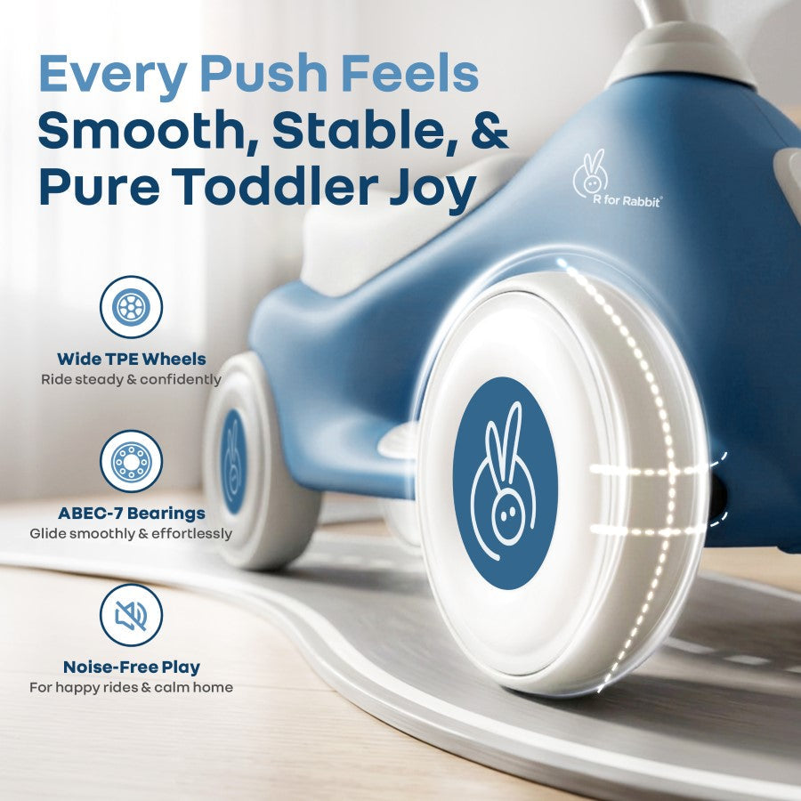 Speedster Zoomy Push Ride On Car for Kids - Blue Grey