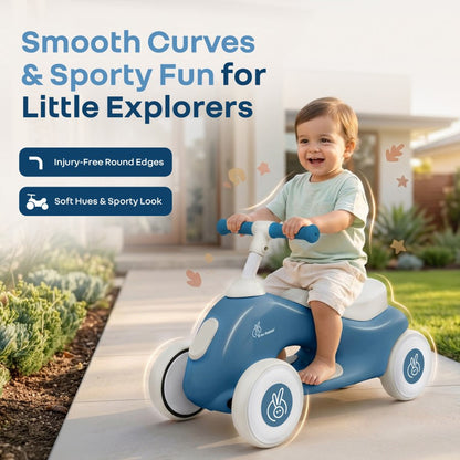 Speedster Zoomy Push Ride On Car for Kids - Blue Grey