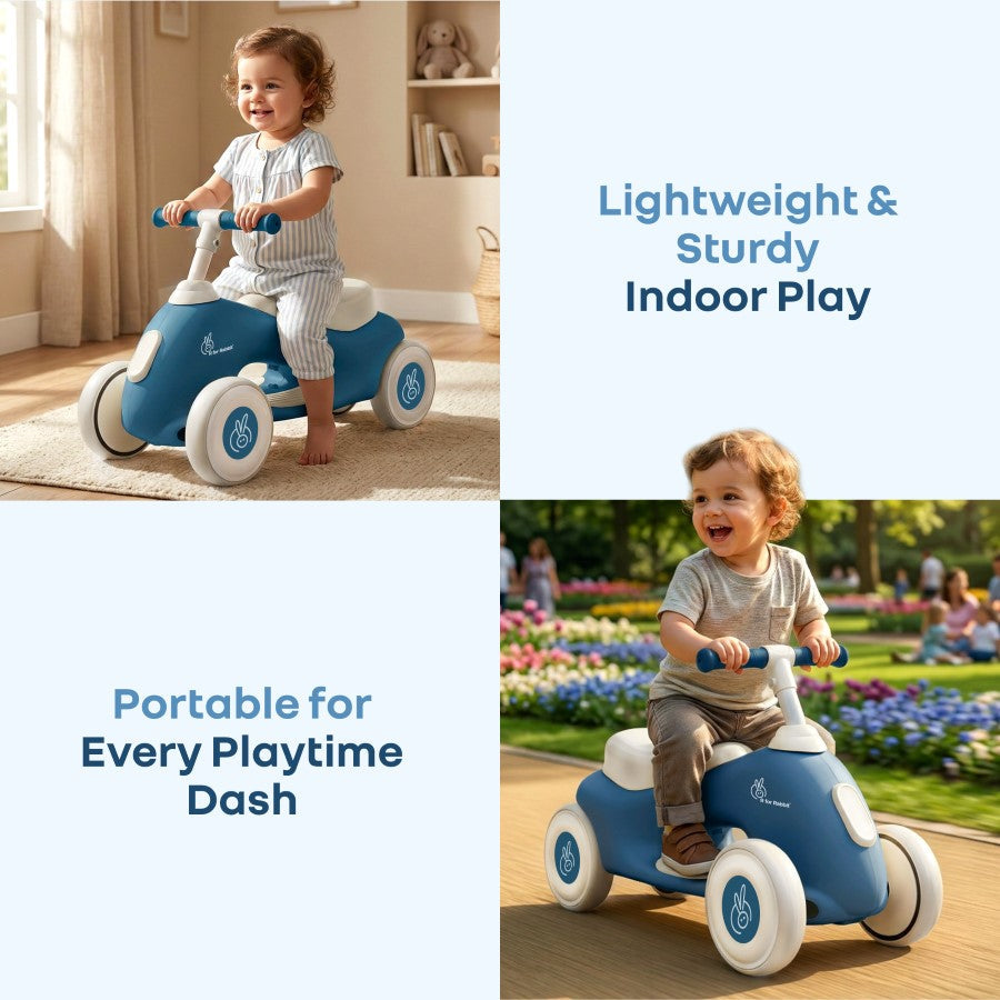 Speedster Zoomy Push Ride On Car for Kids - Blue Grey
