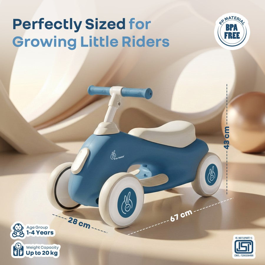 Speedster Zoomy Push Ride On Car for Kids - Blue Grey