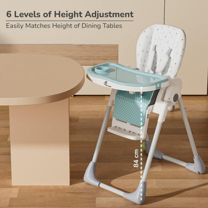 Marshmallow Lite High Chair - 6 Level Height Adjustment, 3 Recline Modes, Adjustable & Removable Meal Tray - Blue