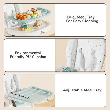 Marshmallow Lite High Chair - 6 Level Height Adjustment, 3 Recline Modes, Adjustable & Removable Meal Tray - Blue