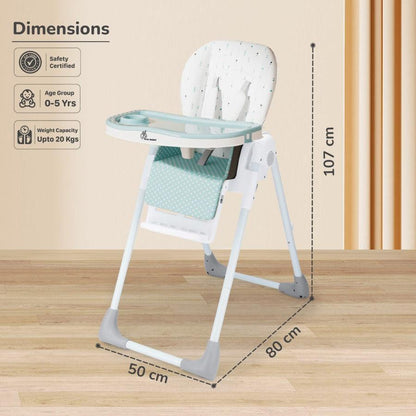 Marshmallow Lite High Chair - 6 Level Height Adjustment, 3 Recline Modes, Adjustable & Removable Meal Tray - Blue