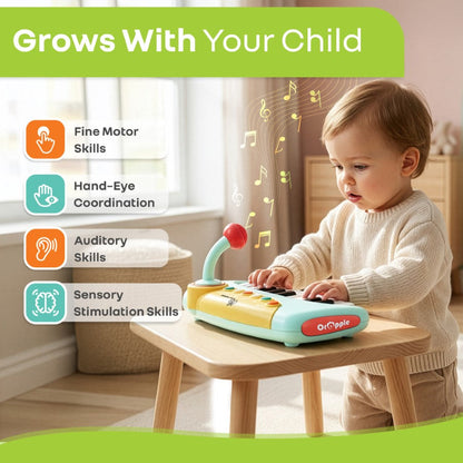 Orapple Funtunes Piano Musical Toy for Kids with Lights, Record & Play Function, 5-Level Volume Control & BIS Certified Safety (12+ Months) - Blue Multi