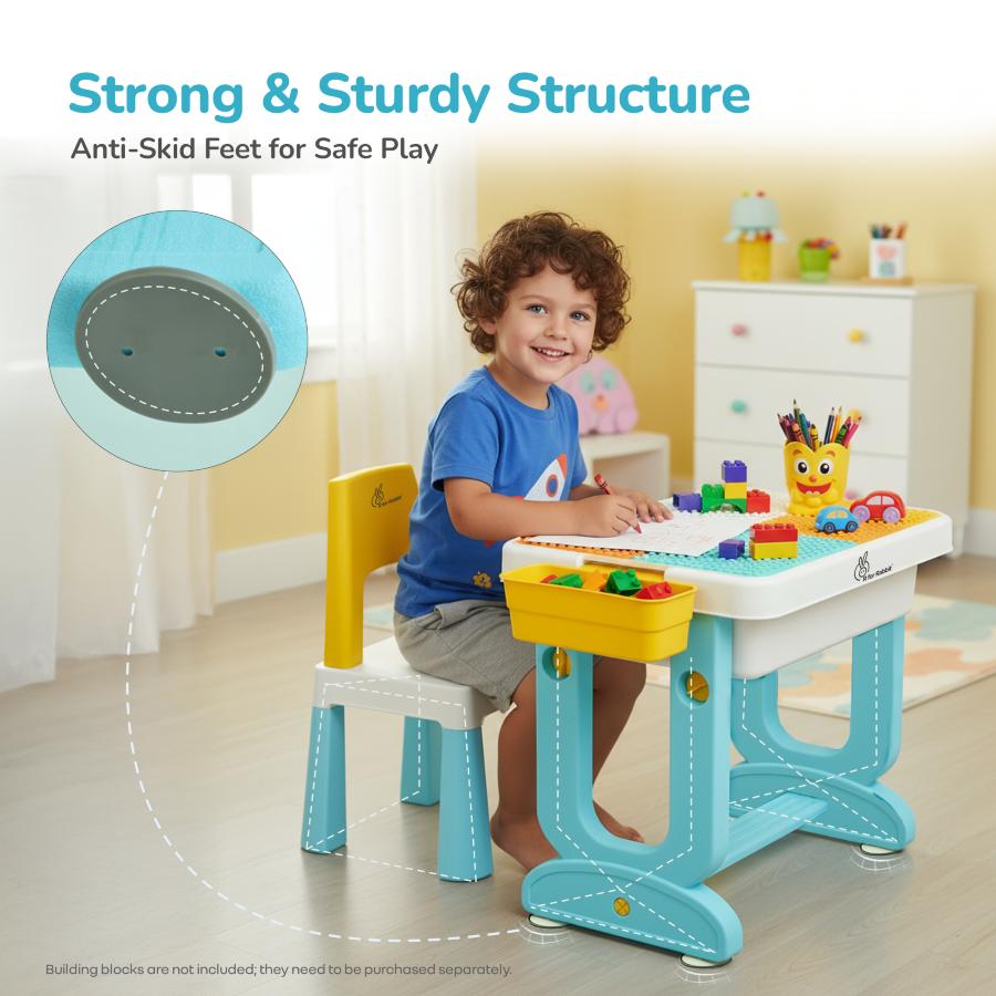 Little Genius Learner Study Table Set for Kids 4-in-1 Multifunctional Study Table With Portable, Safe & Smart Design - Blue Multi