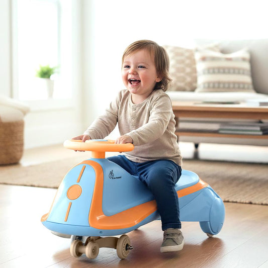 Iya Iya Sportz Ace Swing Car for Kids with BIS Certified Safety, ABEC 7 Bearings, Stable Triangular Structure & Ergonomic Steering (3+ Years) - Blue Orange
