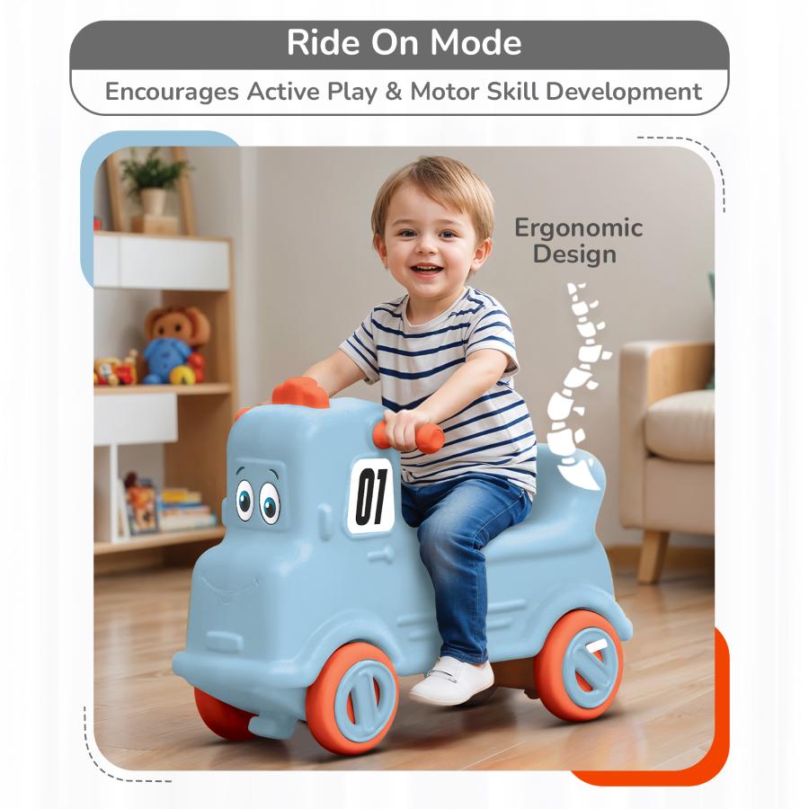 Rock N Ride 3-in-1 Balance Board, Ride On & Rocker for Kids (1-4 Years) - Blue Orange