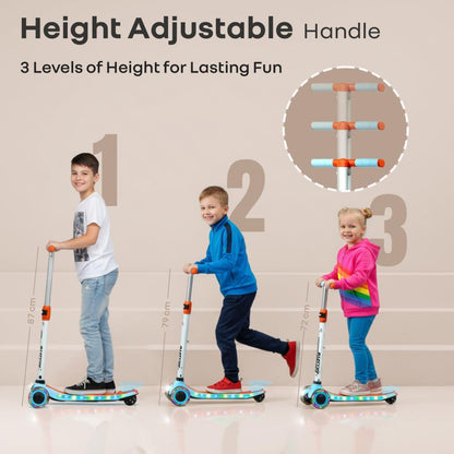 Road Runner Stellar - LED Scooter for Kids with Bluetooth Music, Adjustable Height & Smooth Ride - Blue Orange