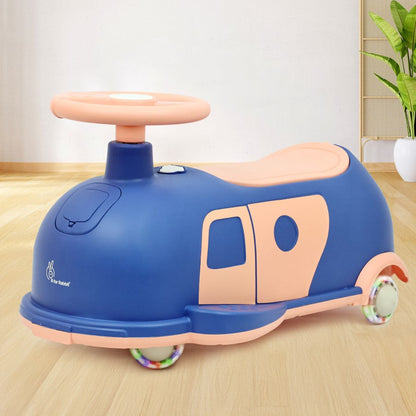 Iya Iya Caravan Swing car – 3-in-1 Multipurpose Ride-On with PU LED Wheels - Blue Peach