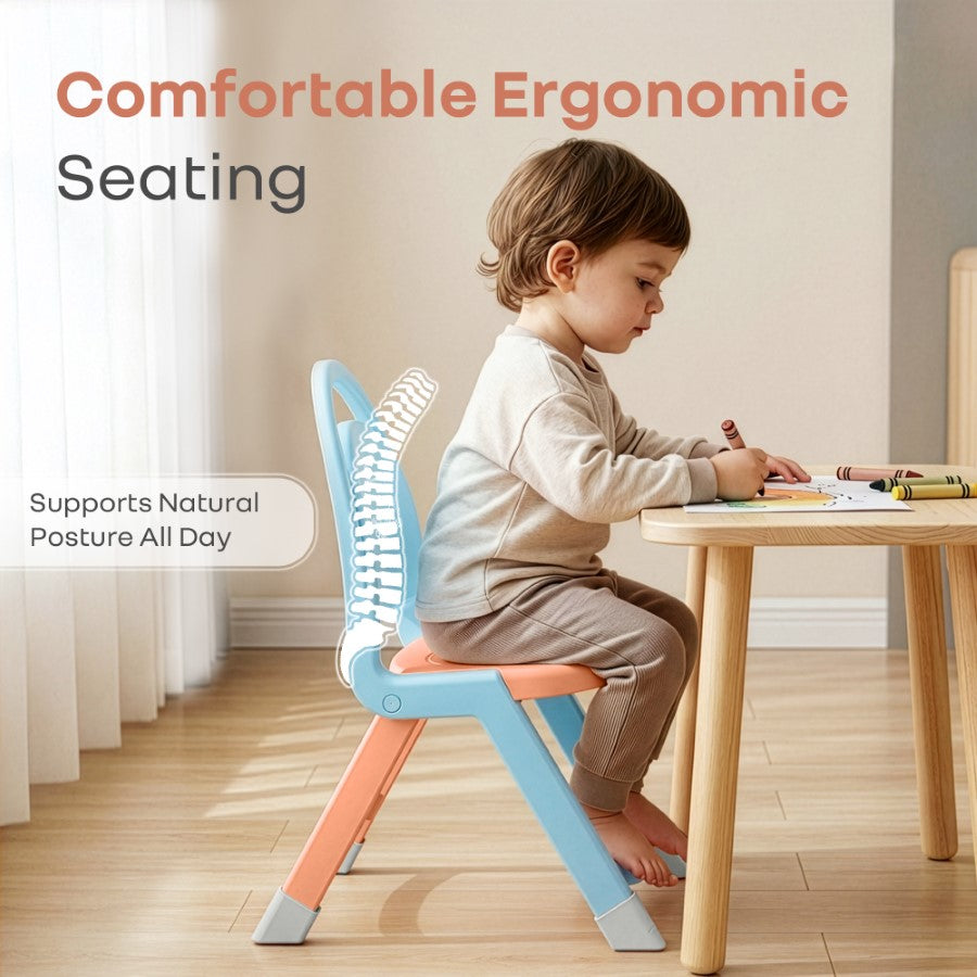 Jelly Bean Zippy Foldable Kids Chair - Ergonomic, Durable PP Material, Triangular Stable Structure, Travel-Friendly & Multi-Activity Chair (1-8 Years) - Blue Peach