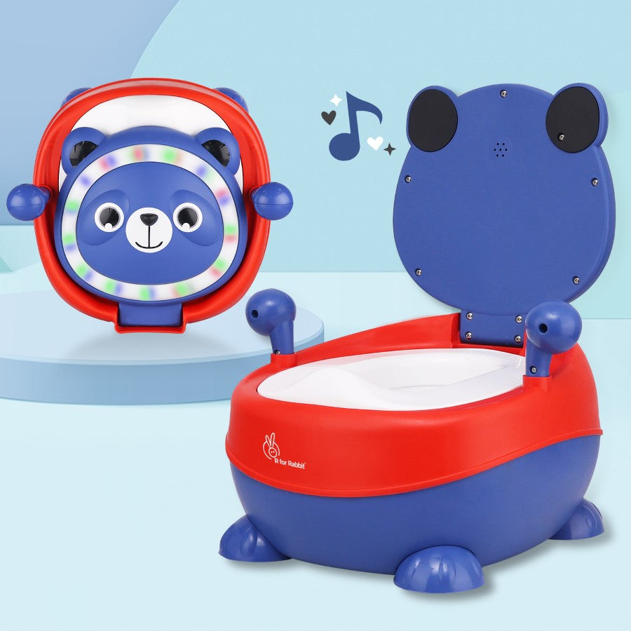 Tiny Tots Panda Potty Training Seat for Baby With Backrest And Grip Handles - Blue Red