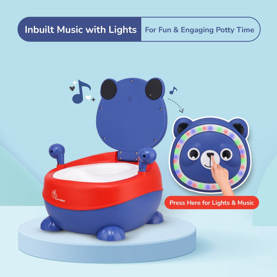 Tiny Tots Panda Potty Training Seat for Baby With Backrest And Grip Handles - Blue Red