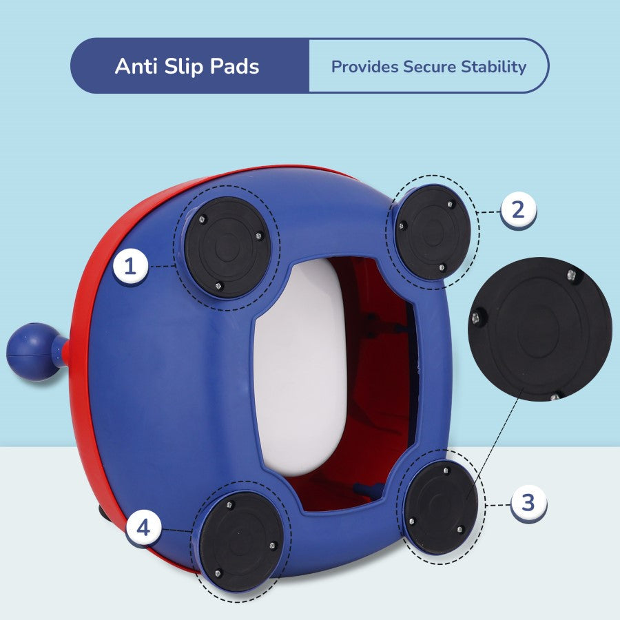 Tiny Tots Panda Potty Training Seat for Baby With Backrest And Grip Handles - Blue Red